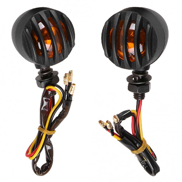 1Pair Motorcycle Black Grill Turn Signal Brake Stop Running Tail Lights