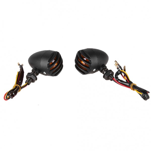 1Pair Motorcycle Black Grill Turn Signal Brake Stop Running Tail Lights