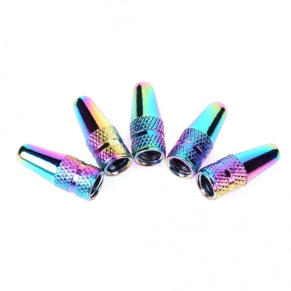 5pcs Rainbow Color Bicycle Aluminum High Pressure Caps for Presta Valves