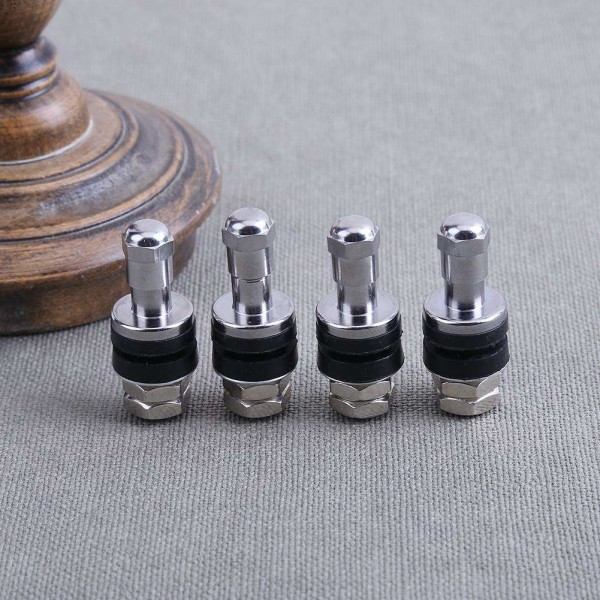 4pcs Tire Valve Stems Chrome Metal Bolt In High Pressure Flush Mount