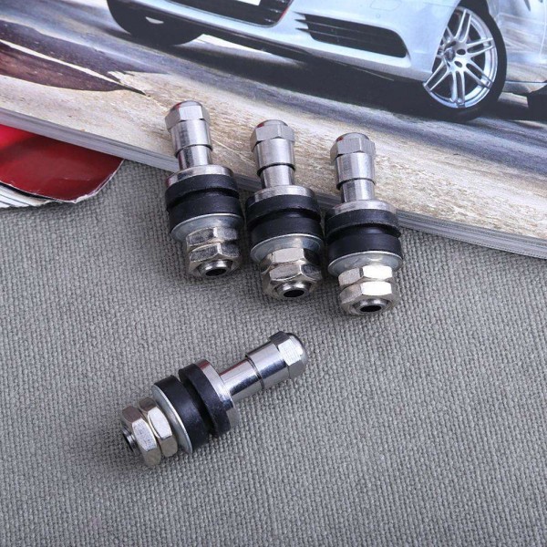 4pcs Tire Valve Stems Chrome Metal Bolt In High Pressure Flush Mount