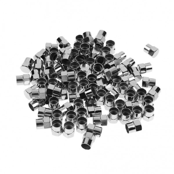 100pcs Chrome Plated Plastic Wheel Tire Valve Stem Caps for Schrader Valves