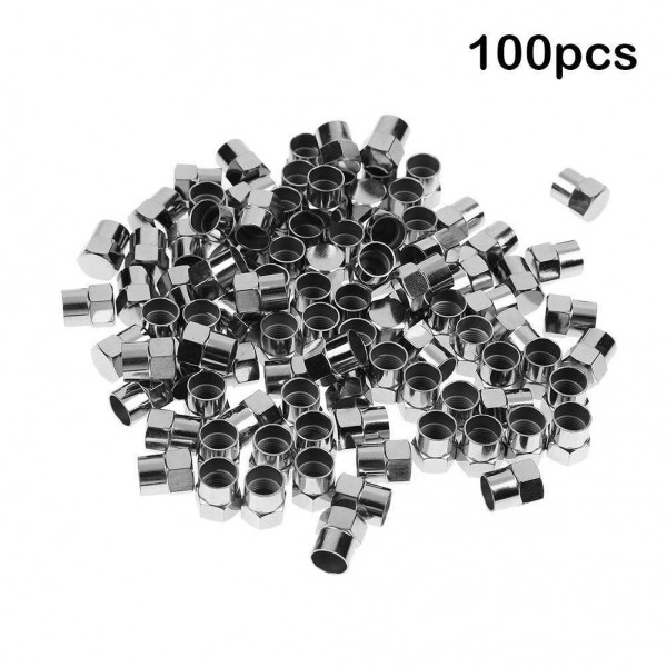 100pcs Chrome Plated Plastic Wheel Tire Valve Stem Caps for Schrader Valves