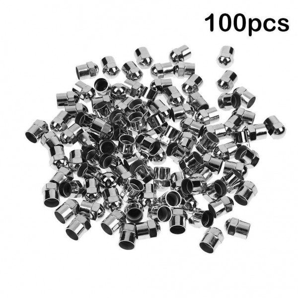 100pcs Chrome Plated Plastic Tire Valve Stem Cap Covers for Schrader Valves