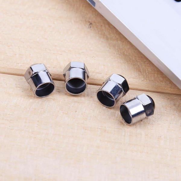 100pcs Chrome Plated Plastic Tire Valve Stem Cap Covers for Schrader Valves