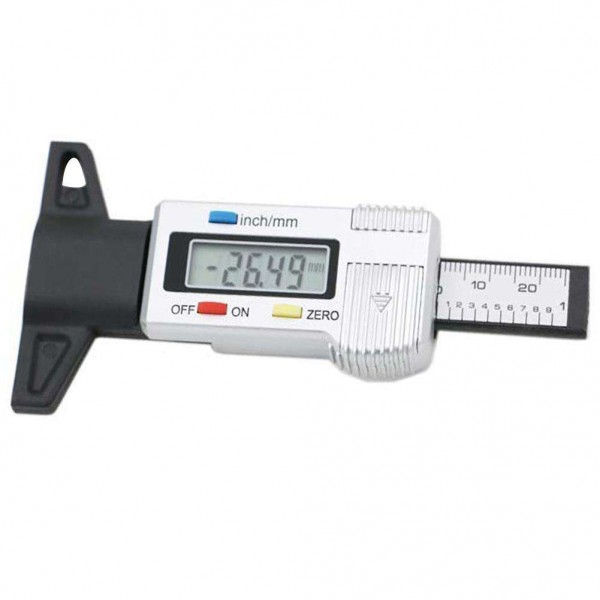 LCD Tyre Depth Gauge Car Tire Tester Auto Tires Pressure Measurement(Silver