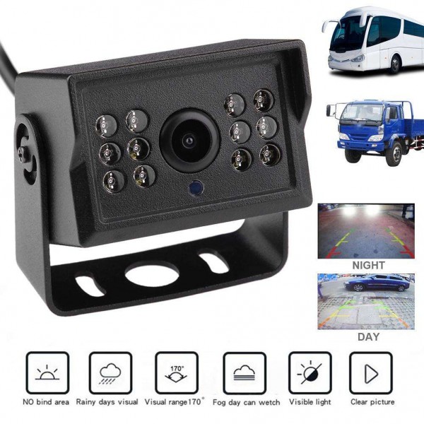 IR Night Vision Rearview Camera for 24V RV Truck Bus Reverse Backup Parking