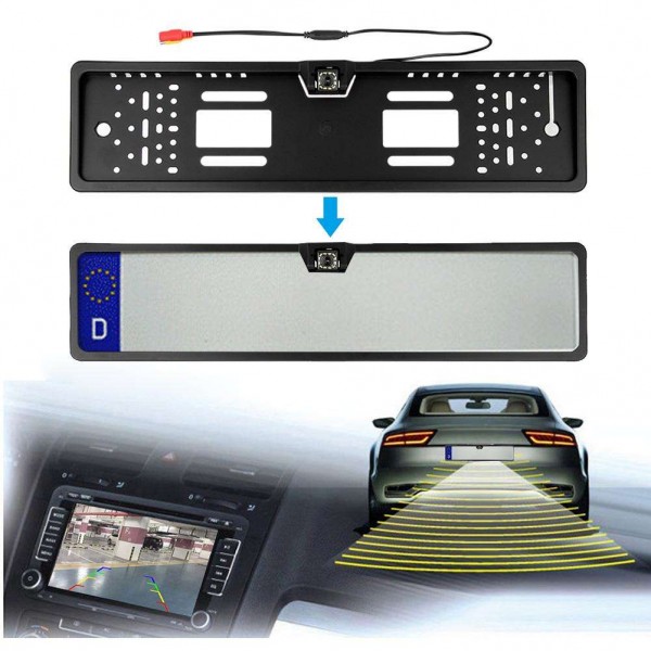 European Car License Plate Backup Parking LED Night Vision Rearview Camera