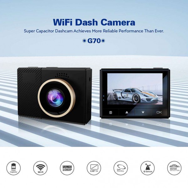 G70 2.45in 1080P FHD Mini Hidden Car DVR Camera WiFi WDR G-sensor Dash Cam