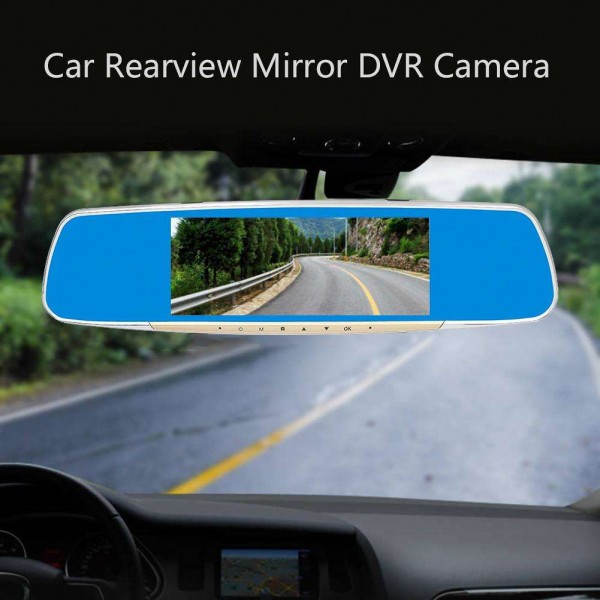 7in LCD Dual Lens 1080P Car Rearview Mirror DVR Camera G-sensor Dash Cam