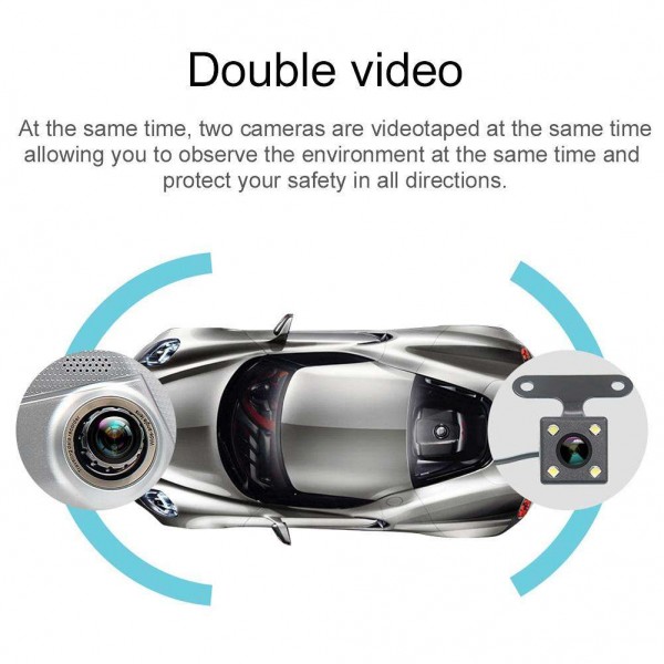 7in LCD Dual Lens 1080P Car Rearview Mirror DVR Camera G-sensor Dash Cam