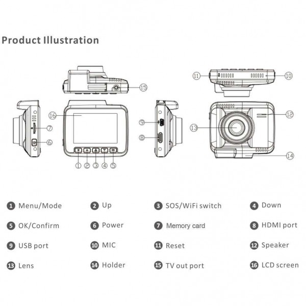 2.4in 1080P WiFi Car DVR Camera GPS Video Recorder HD Night Vision Dash Cam