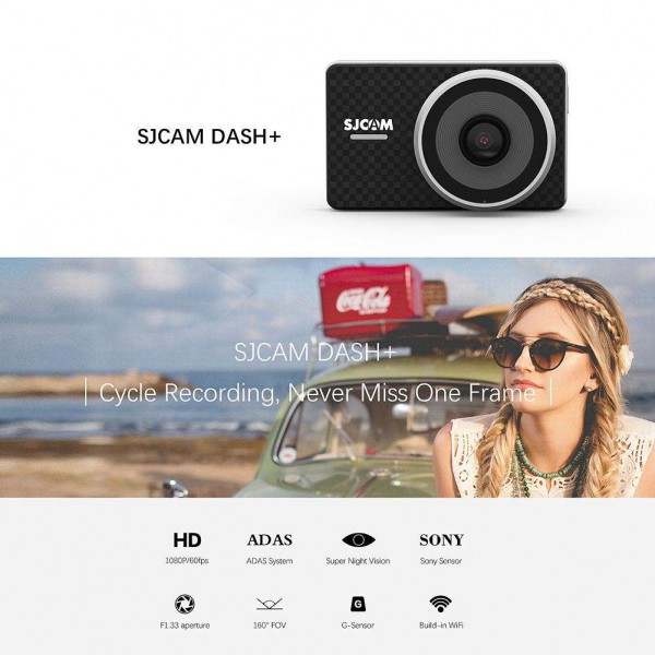 SJCAM SJDASH+ Dash Camera ADAS Dashboard Car DVR - BLACK