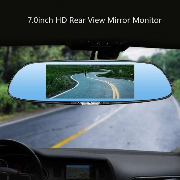 V37 120 Degree Rear Mirror Car Camera 7 Inch 1080P 12MP Night Vision Dash