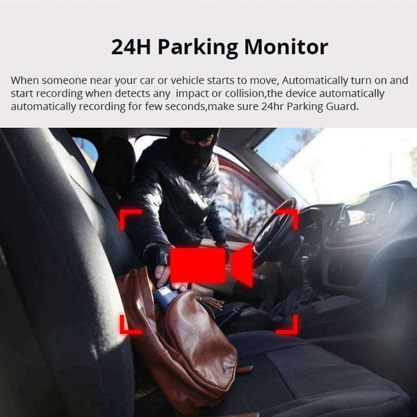 V37 120 Degree Rear Mirror Car Camera 7 Inch 1080P 12MP Night Vision Dash