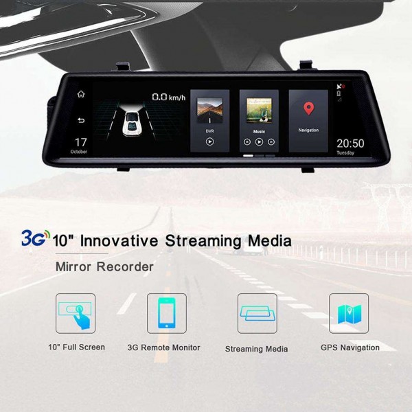 Junsun A900 3G Android 5.0 Dual Lens FHD 1080P GPS Car DVR Rearview Camera