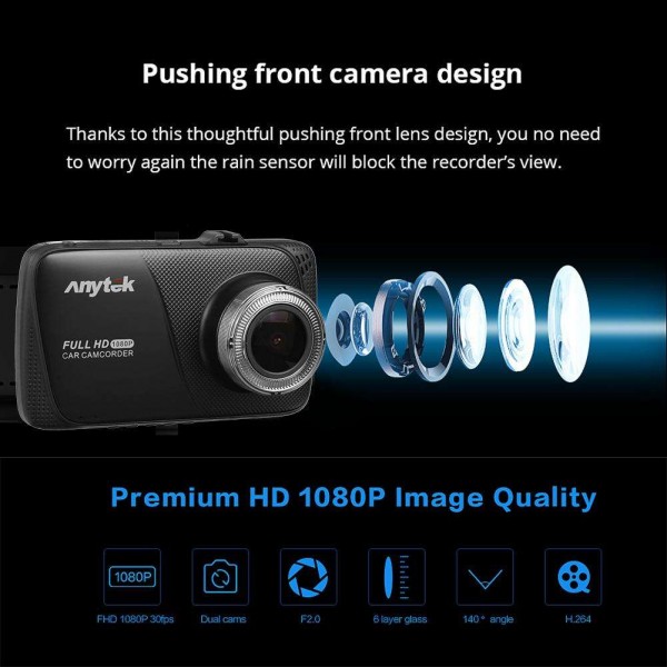 Anytek G90B 4.0in FHD 1080P Car DVR Camera Driving Video Recorder Dash Cam