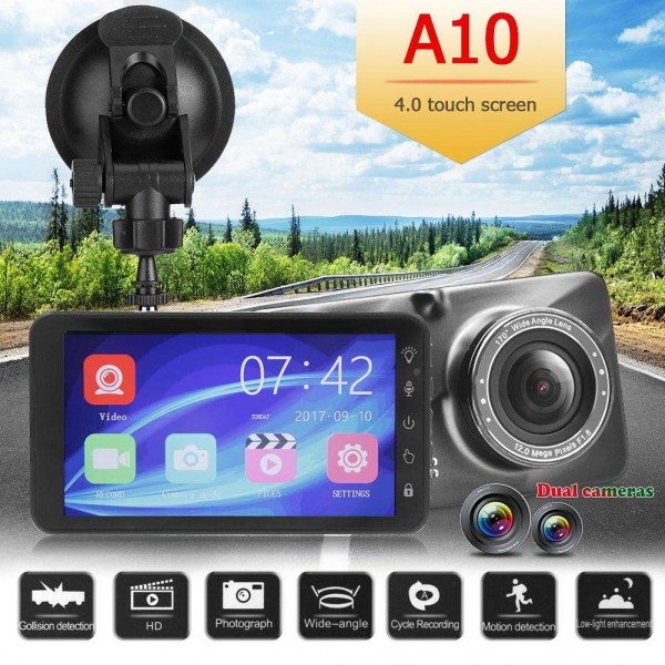 4.0in Touch Screen Dual Lens HD 1080P Car DVR Camera G-sensor Dash Cam