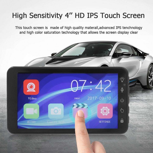 4.0in Touch Screen Dual Lens HD 1080P Car DVR Camera G-sensor Dash Cam