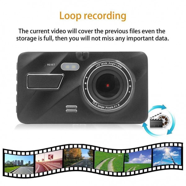 4.0in Touch Screen Dual Lens HD 1080P Car DVR Camera G-sensor Dash Cam