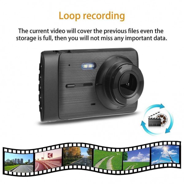 4in Dual Lens 1080P Car DVR Camera Video Recorder Motion Detection Dash Cam