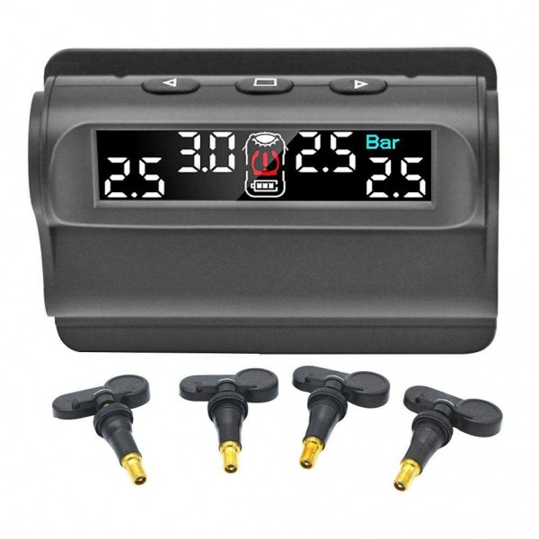 JUNSUN Solar Car TPMS Tire Pressure Monitoring System w/ 4 Internal Sensors