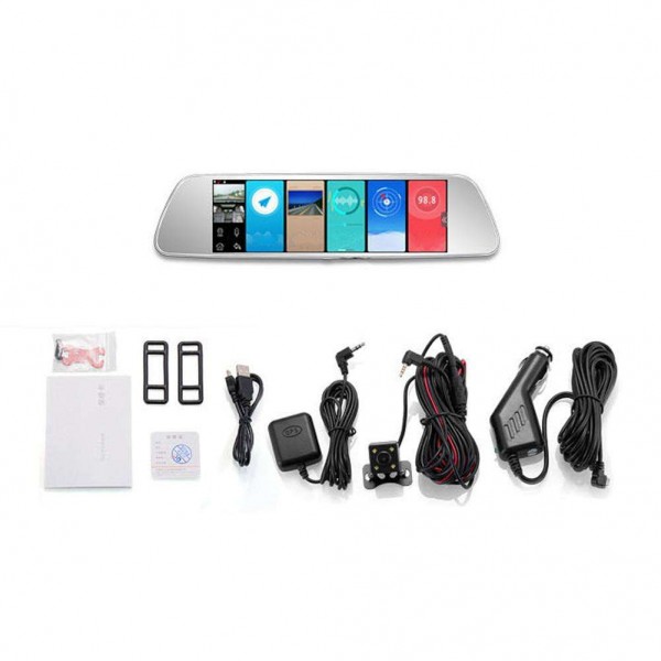 Car Camera DVR 8inch Touch Screen 1080P Front Rear View Recorder