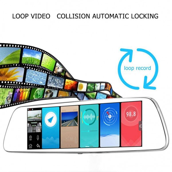 Car Camera DVR 8inch Touch Screen 1080P Front Rear View Recorder