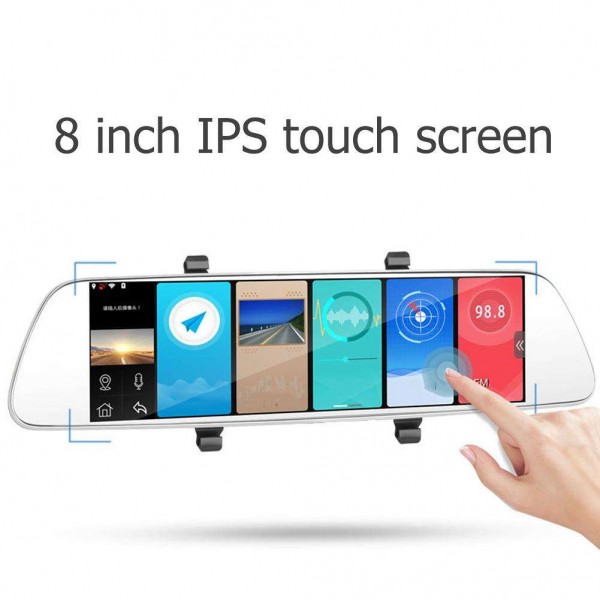 Car Camera DVR 8inch Touch Screen 1080P Front Rear View Recorder