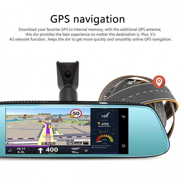 Junsun K716 Car Video 8in 4G DVR GPS Recorder Rearview Camera Dash Cam