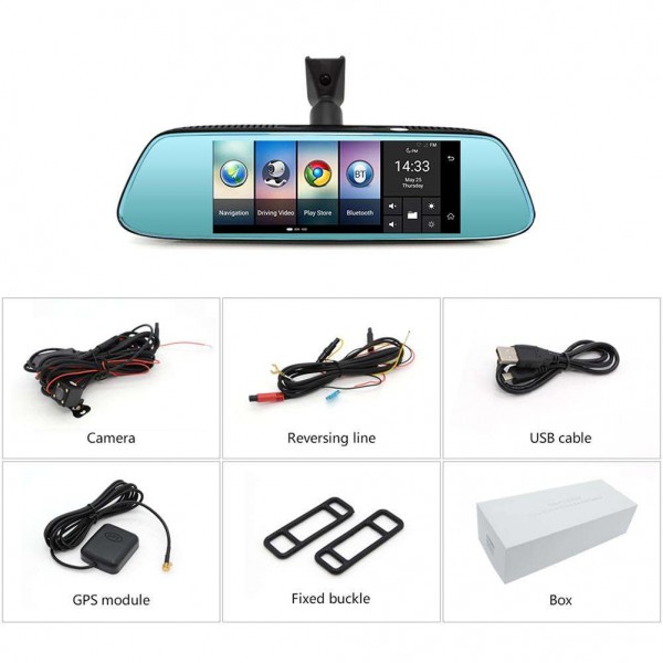 Junsun K716 Car Video 8in 4G DVR GPS Recorder Rearview Camera Dash Cam