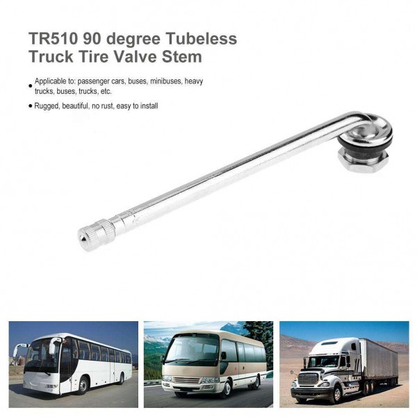 TR510 Truck Bus Tubeless Tire Valve Stem Chromed Brass with 90 Degree Bend