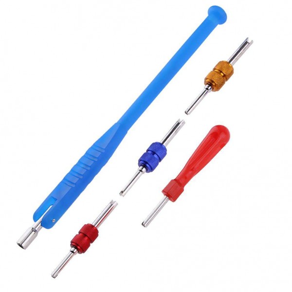 Car Valve Stem Puller+2-Way Core Removers+Screwdriver Tire Repair Tool Kit