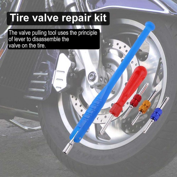 Car Valve Stem Puller+2-Way Core Removers+Screwdriver Tire Repair Tool Kit