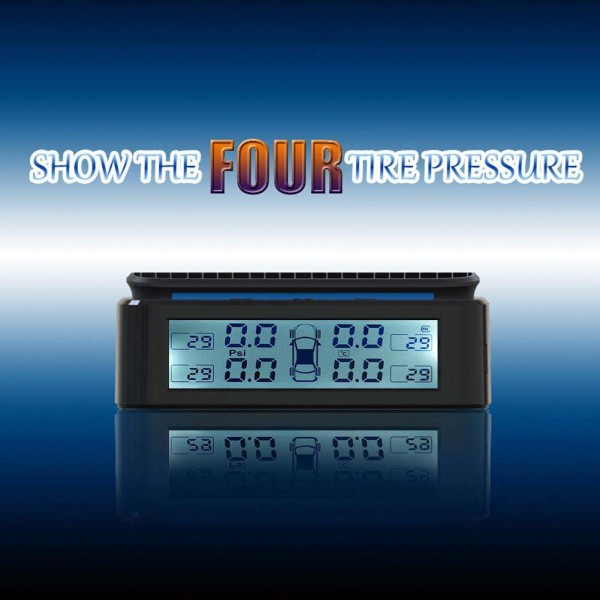 Solar Car TPMS Color Screen Tire Pressure Monitoring System with 4 Sensors