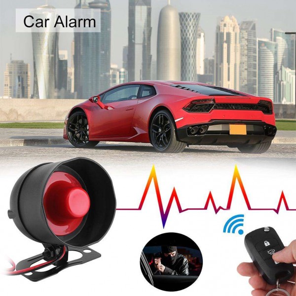 1-Way Car Burglar Alarm Keyless Entry Security System Siren+2Remote Control