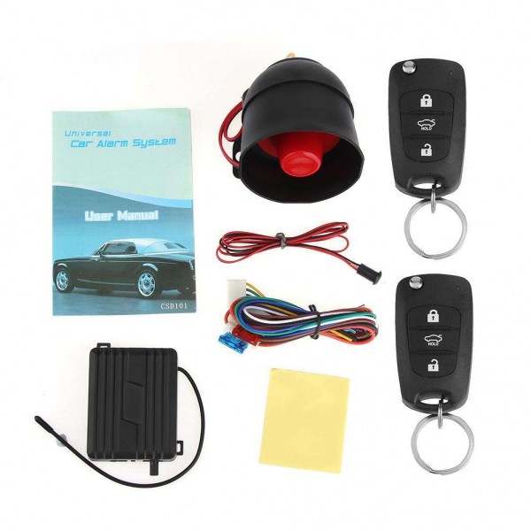 1-Way Car Burglar Alarm Keyless Entry Security System Siren+2Remote Control