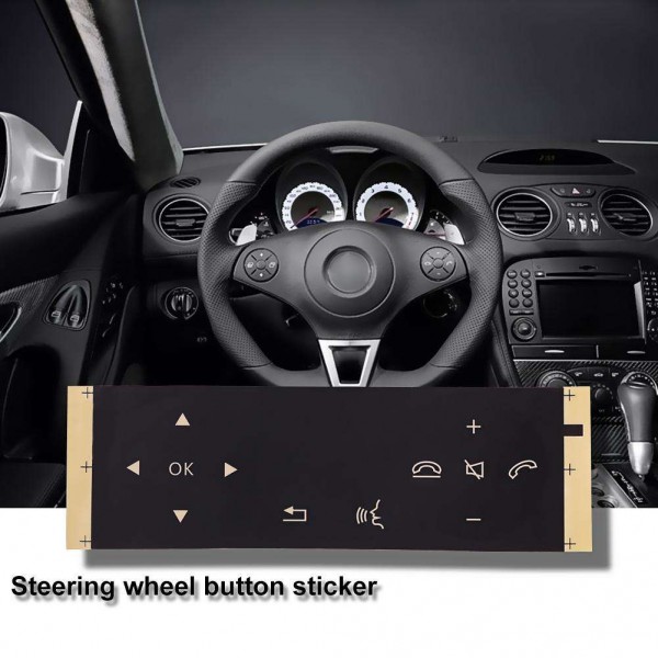 Matte Black Steering Wheel Button Repair Stickers Decals for Mercedes Benz