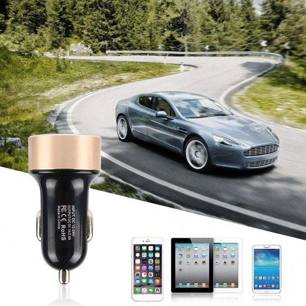 Dual USB Auto Car Charger Adapter 2.1A Digital LED Voltage Current Display