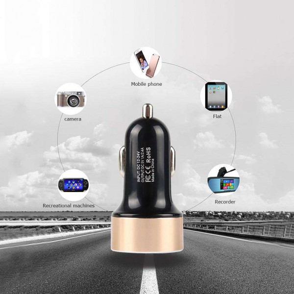 Dual USB Auto Car Charger Adapter 2.1A Digital LED Voltage Current Display