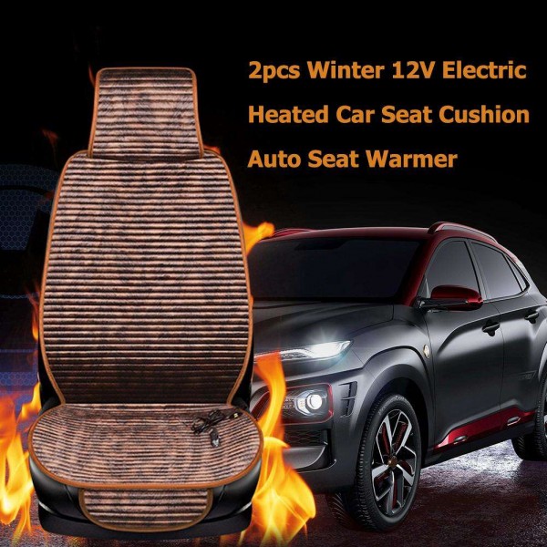 2pcs Winter 12V Electric Heated Car Seat Cushion Auto Seat Warmer Pad Cover