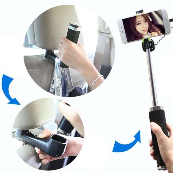 5 in 1 Car Back Seat Phone Holder Hanger Handrail Selfie Stick Night Light