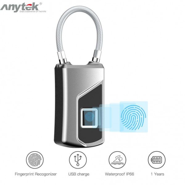 Anytek L1 Fingerprint Lock Waterproof Anti-theft Door Suitcase Padlock