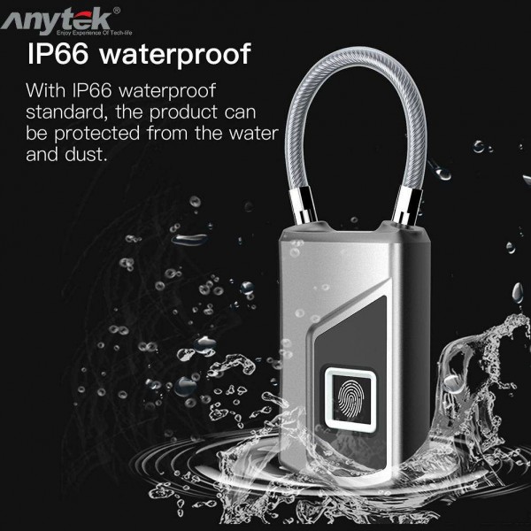 Anytek L1 Fingerprint Lock Waterproof Anti-theft Door Suitcase Padlock