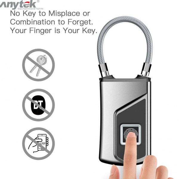 Anytek L1 Fingerprint Lock Waterproof Anti-theft Door Suitcase Padlock