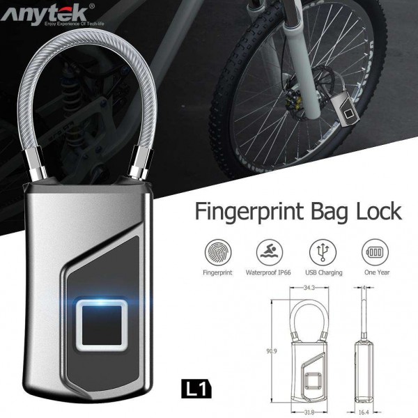 Anytek L1 Fingerprint Lock Waterproof Anti-theft Door Suitcase Padlock