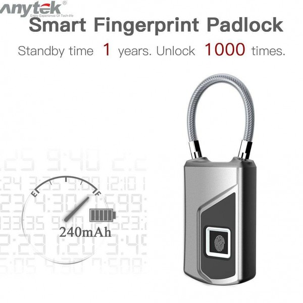 Anytek L1 Fingerprint Lock Waterproof Anti-theft Door Suitcase Padlock