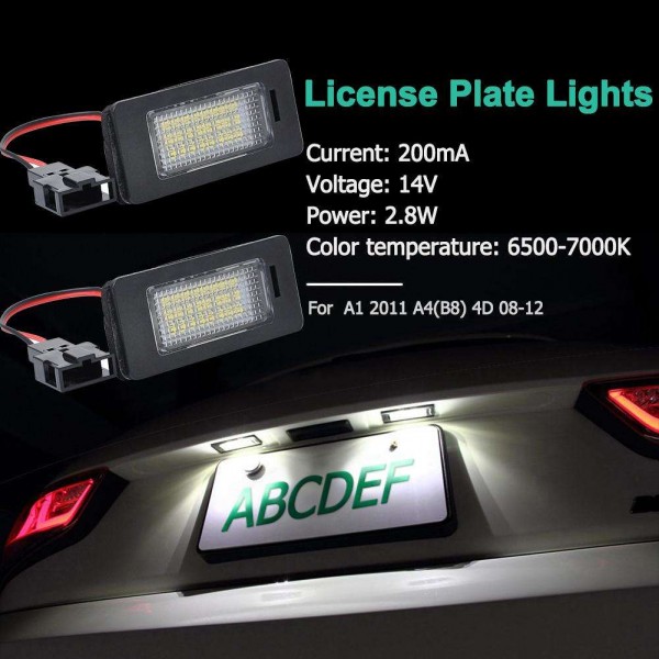 2pcs LED License Number Plate Lights+Repair Kit for A1 2011 A4(B8) 4D 08-12