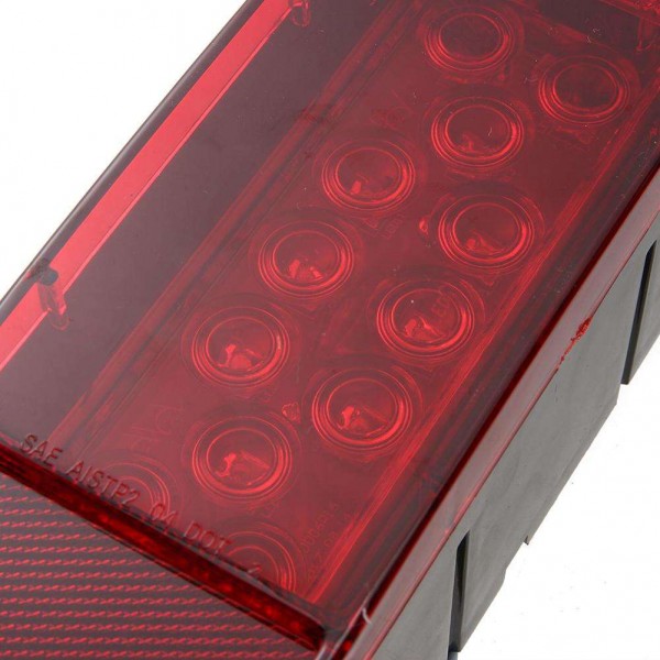 Left+Right LED Red Trailer Boat Rectangle Stud Stop Turn Tail Lights