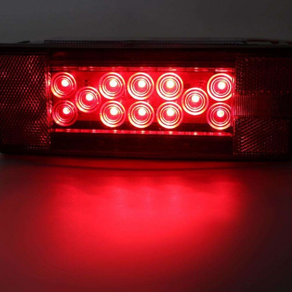 Left+Right LED Red Trailer Boat Rectangle Stud Stop Turn Tail Lights